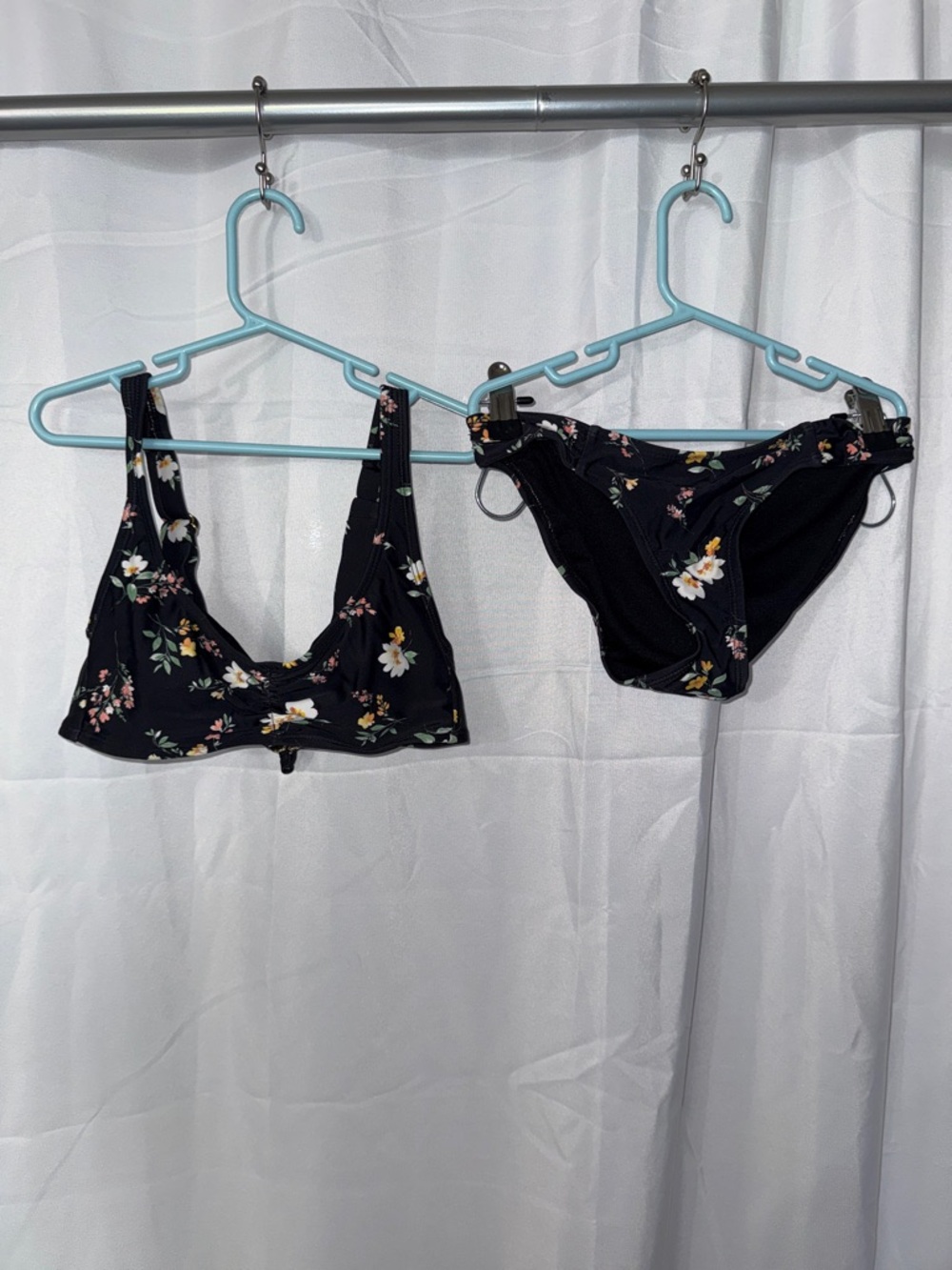 Xhilaration Black Floral Bikini Top and Bottom Set
